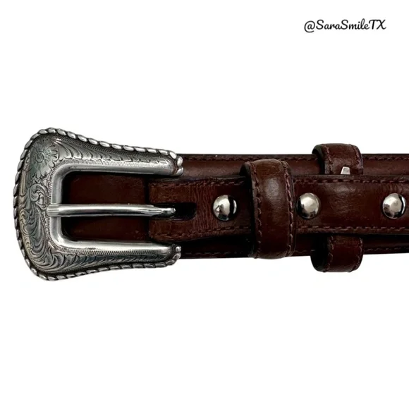 NOCONA BELT CO Mens Vintage Brown Leather Top Hand Ranger Western Belt - Picture 2 of 9